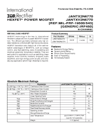 Datasheet JANTX2N6770 manufacturer IRF